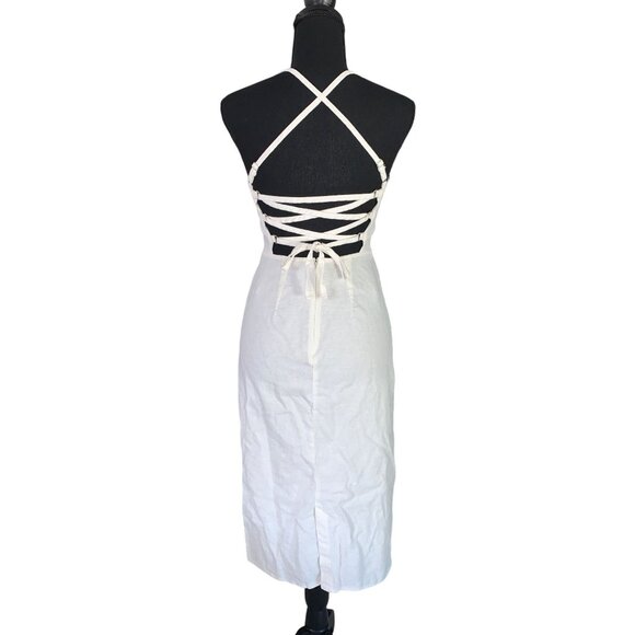 Wild Fable Junior Teens White Sleeveless Square Neckline Midi Dress Size 4 - Picture 3 of 9